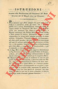 - - Istruzioni sui forestieri e norme per la tenuta delle note.