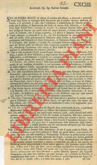 - - Regolamento per i parroci che amministrano chiese, canoniche, fondi o fabbriche per compilare un elenco di tutti i beni da essi amministrati.