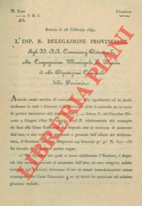 - - Consegna da farsi alla cassa comunale dei depositi che si ricevono al momento dell'asta.