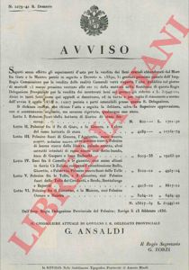 - - Vendita dei beni erariali abbandonati dal mare fra Goro e la Maistra.