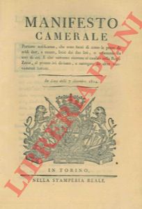 Manifesto Camerale - portante notificanza che sono fuori di corso le pezze di soldi due, e mezzo, lisce dai due lati, o solamente da uno di essi ...