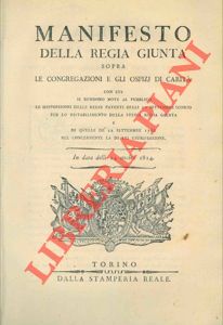 Manifesto della Regia Giunta - sopra le Congregazioni e gli Ospizj di carit.