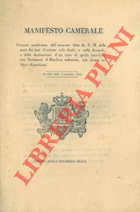  - Notificanza dell'aumento fatto da S.M. della met dei dazi d'entrata sulle biade, e sulle bevande, e della diminuzione d'un terzo di quelle introdotte con Bastimenti di Bandiera nazionale, con alcune relative disposizioni.