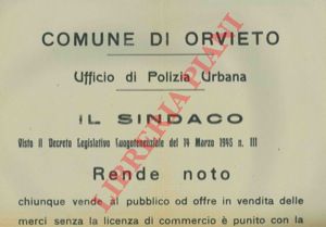- - Multe per chi vende merci senza la licenza di commercio.