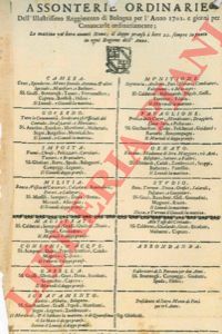 - - Assonterie Ordinarie. Giorni di convocazione e loro Giudici.