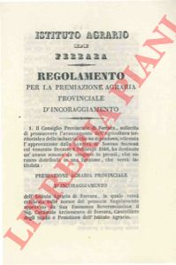 Bando - - Regolamento per la premiazione agraria provinciale d'incoraggiamento.