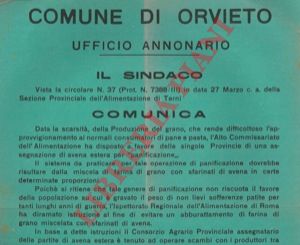 - - Assegnazione di avena estera per panificazione.