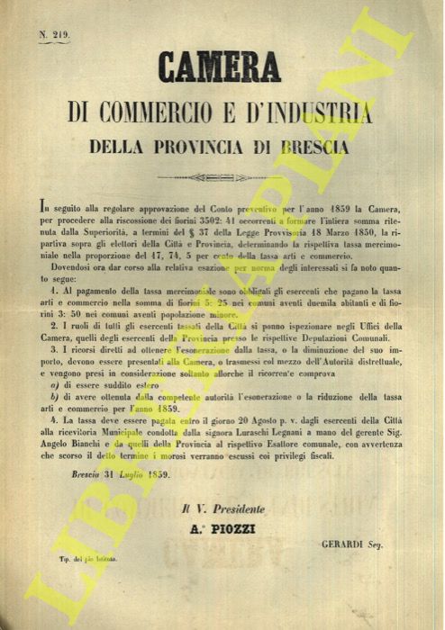- - Tassa mercimoniale.