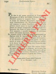 - - Istruzioni per i cancellieri sul prestiito fruttifero.