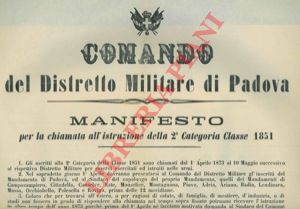 - - Chiamata all'istruzione militare della classe 1851.
