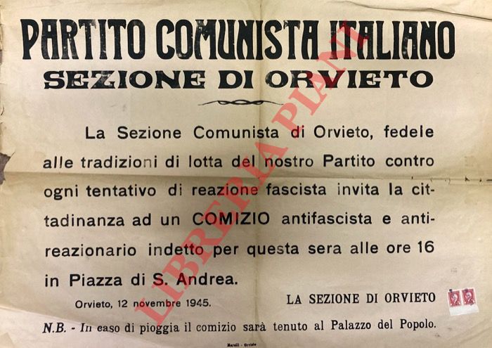 - - Comizio antifascista e anti reazionario.