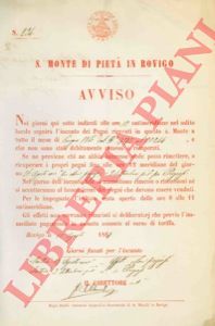 - - Avviso per incanto dei pegni.