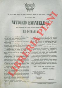 Regio Decreto - col quale  istituito in Milano un Museo Patrio d'Archeologia.