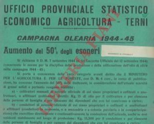 - - Oleari del Popolo. Campagna olearia 1944 - 1945.