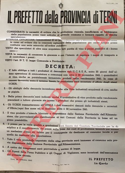 - - Obbligo di denuncia della produzione vinicola.