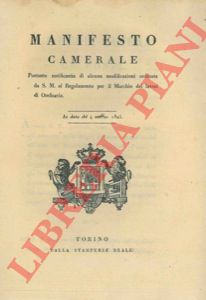  - Modificazioni ordinate da S.M. al Regolamento per il Marchio dei lavori di Oreficeria.