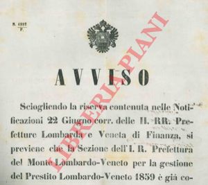 - - Gestione prestito Lombardo-Veneto.