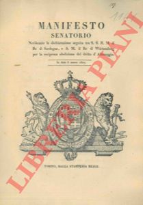 - - Accordo tra il Re di Sardegna e il Re di Wurtemberg per la reciproca abolizione del diritto di albinaggio.