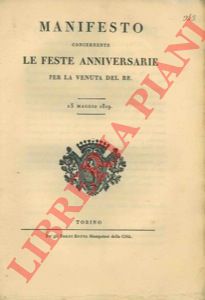 - - Sulle feste anniversarie per la venuta del Re. 