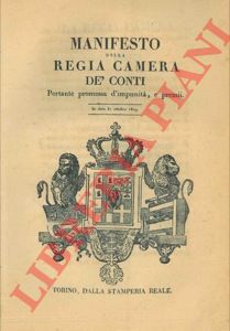 - - Sulla promessa d'impunit e premi a chiunque riveler le persone concorse alla depredazione di Giuseppe Guasco.