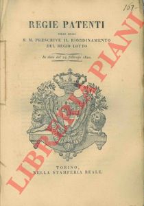 - - Sul riordinamento del Regio Lotto.