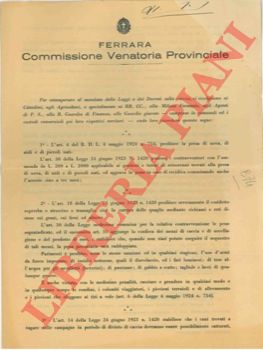 Bando - - Limitazioni e sanzioni sulla caccia ed istruzioni per gli agenti di vigilanza.