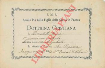 - - Scuole Pie delle Figlie della Carit in Faenza, 1880.