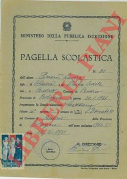- - Pagella scolastica. Scuola Elementare, Budrio, 1950/51 e 1951/52