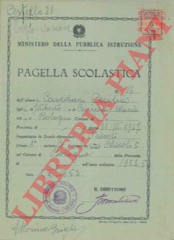 - - Pagella scolastica. Scuola Elementare, Bologna 