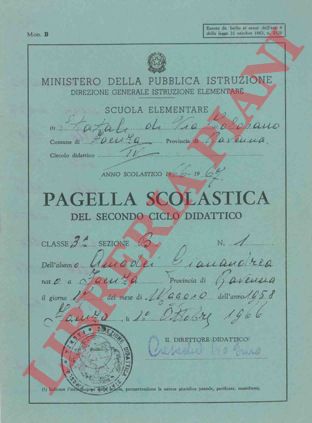 - - Pagella scolastica del Secondo Ciclo Didattico, Faenza, 1966/67.