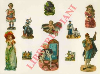 - - Undici cromo varie (bambini, suonatori, gatti, cani, marinai, uccelli, damine)