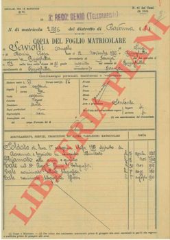 - - Copia del foglio matricolare.