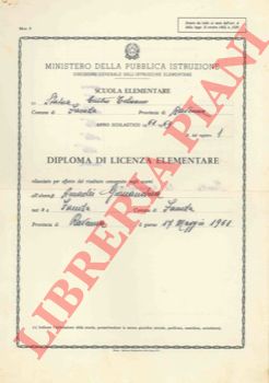 - - Diploma di Licenza Elementare, Faenza, 1957 e 1958.