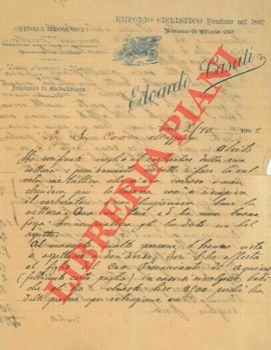 Edoardo Casati. Emporio Ciclistico, fondato del 1887. Napoli  - - Lettera manoscritta e firmata