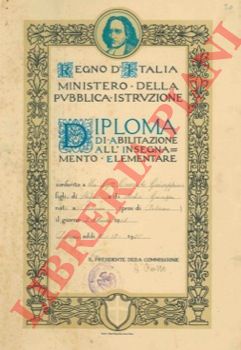 - - Diploma di abilitazione all'insegnamento elementare. Palermo, 1925.