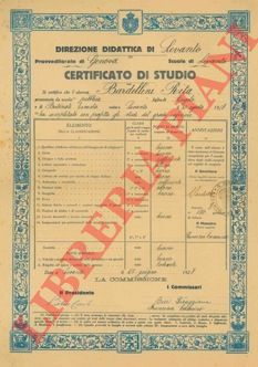 - - Certificato di studio. Levanto, 1928 e 1931.