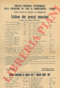 - - Listino dei prezzi massimi degli alimentari.