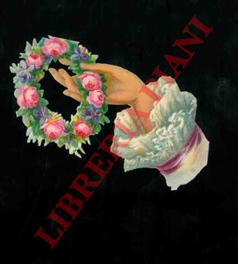 - - Mano femminile che regge serto floreale.