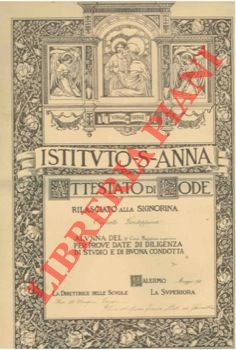 - - Attestato di lode. Istituto S.Anna. Palermo, 1925.