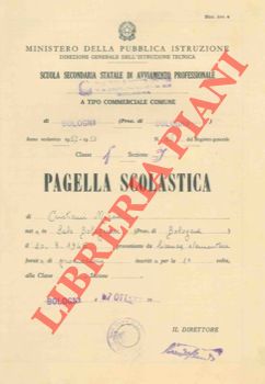 - - Pagella scolastica. Scuola Secondaria di Avviamento Professionale 
