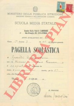 - - Pagella scolastica. Scuola Media Statale 