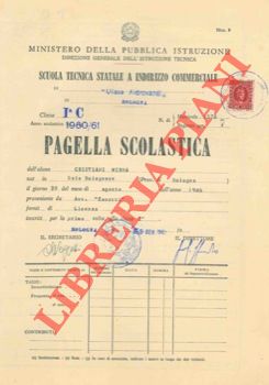 - - Pagella scolastica. Scuola Tecnica Statale a Indirizzo Commerciale 