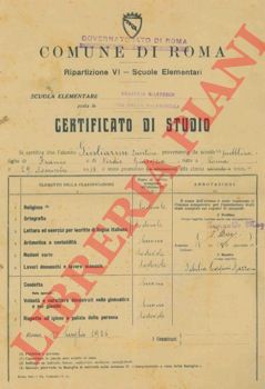 Certificato di studio - - Scuola Elementare 