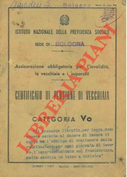 INPS - - Certificato di pensione di vecchiaia.