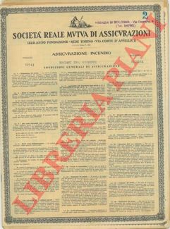 Societ Reale Mutua di Assicurazioni. Torino - - Assicurazione incendio.
