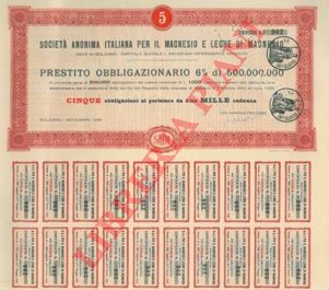 - - Societ Anonima Italiana per il Magnesio e Leghe di Magnesio. SAIM.