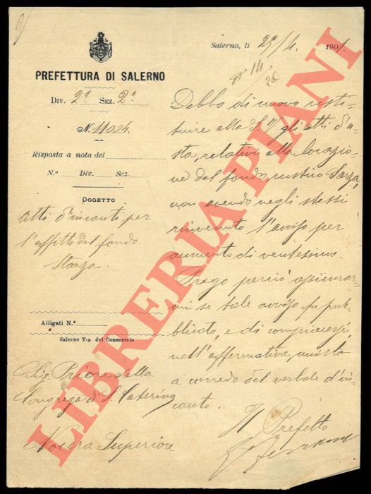 - - Prefettura di Salerno. Nocera Superiore. Contratti d'affitto di fondi.