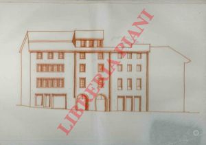 - - Lotto di 58 disegni di case (facciate e piante)