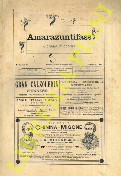 - - Amarazuntifass. Giornale di societ (poi anche di 'letteratura e sport').