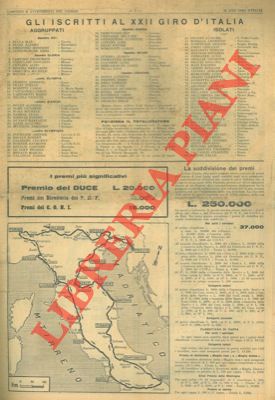 - - Il XXII Giro d'Italia.